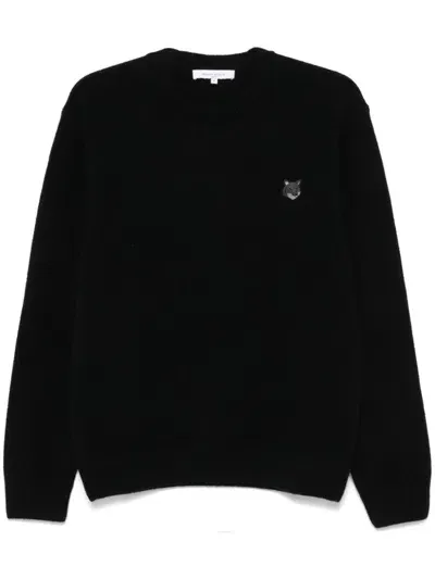 Maison Kitsuné Fox Motif Sweater In Black