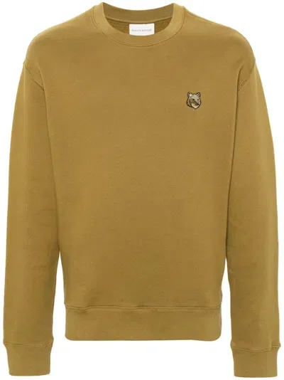 Maison Kitsuné Logo-patch Cotton Sweatshirt In Green