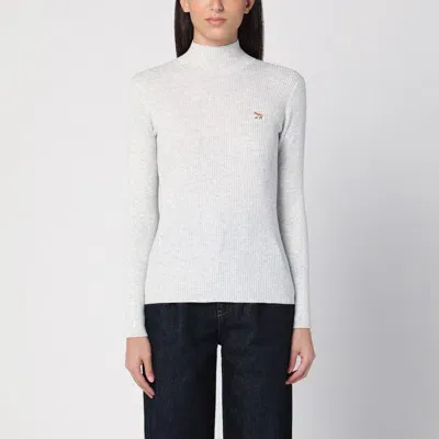 Maison Kitsuné Light Grey Wool And Cotton Turtleneck