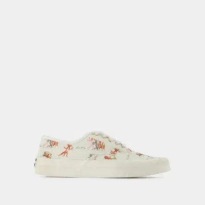 Maison Kitsuné Oly Flower Fox Sneakers In White