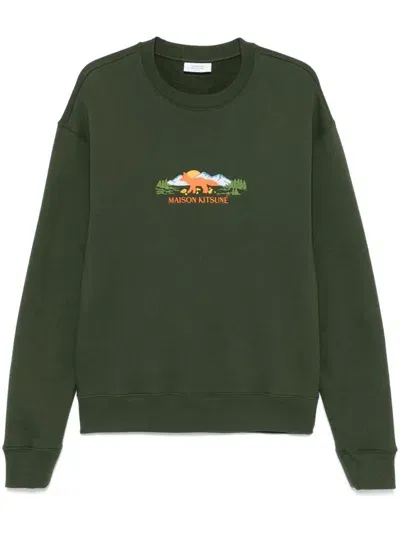 Maison Kitsuné Outdoor Profile Fox Sweatshirt In Green