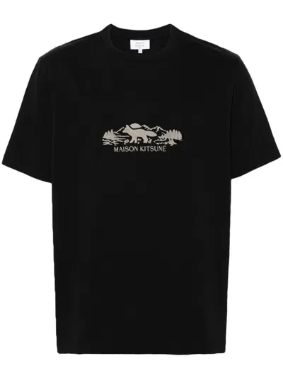 Maison Kitsuné Outdoor Profile Fox T-shirt In Black