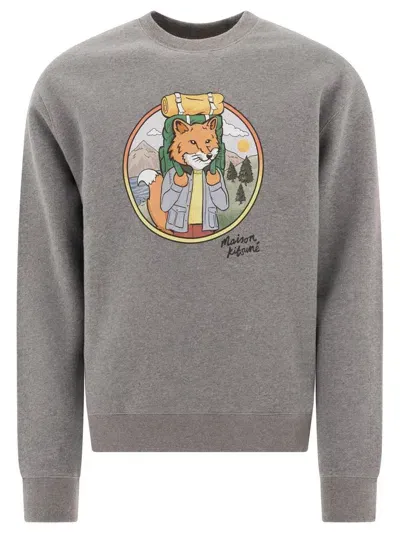 Maison Kitsuné Rambling Fox Sweatshirts In Grey