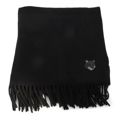 Maison Kitsuné Black Wool Scarves