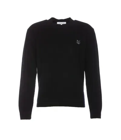 Maison Kitsuné Bold Fox Head Patch Regular Wool Sweater In Black