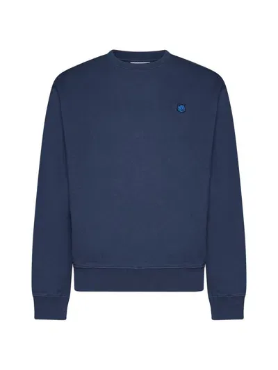 Maison Kitsuné Fox Patch Crewneck Sweatshirt In Navy