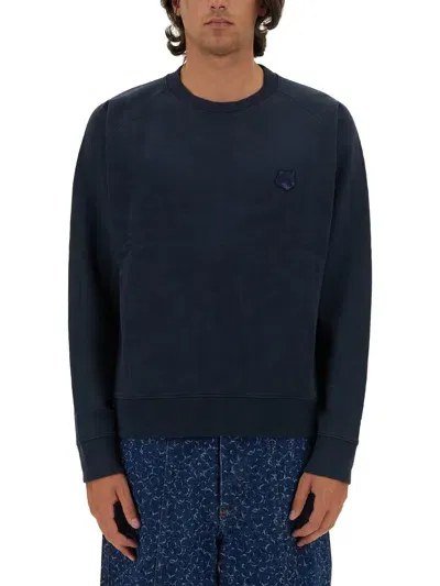 Maison Kitsuné Fox-patch Cotton Sweatshirt In Navy