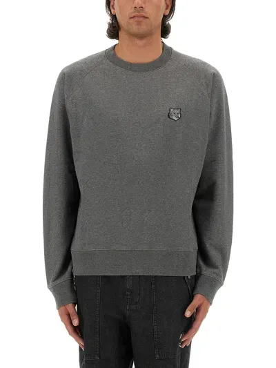 Maison Kitsuné Sweatshirt With Fox Head Patch In Grey