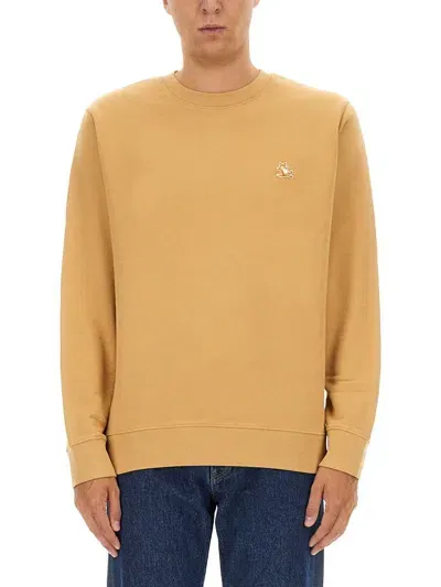 Maison Kitsuné Sweatshirt With Logo Patch In Beige