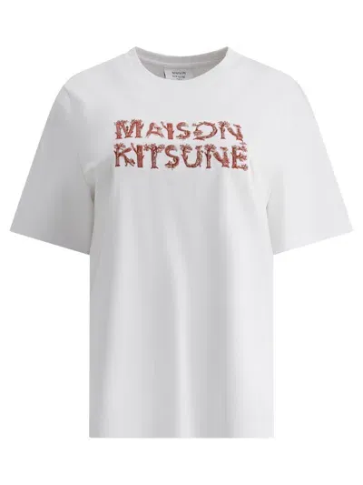 Maison Kitsuné "woodland Alphabet" T-shirt In Burgundy