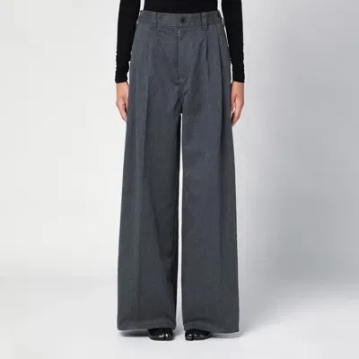 Maison Margiela Anthracite Melange Pleated Trousers In Grey