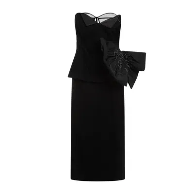 Maison Margiela Sleek And Sophisticated Black Wool Midi Dress For Women