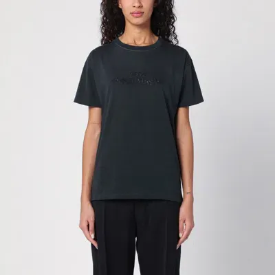 Maison Margiela Black Washed-out Cotton T-shirt With Reverse Logo In Grey