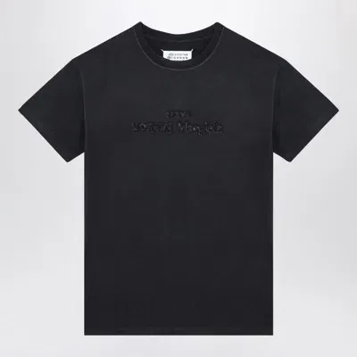 Maison Margiela Black Washed-out T-shirt With Reverse Logo In Gray