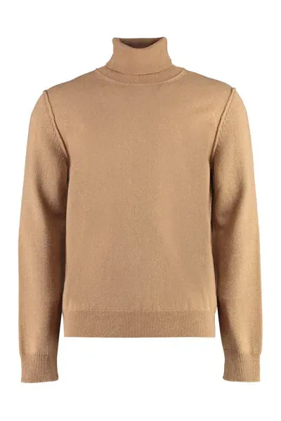 Maison Margiela Cashmere Turtleneck Sweater In Brown