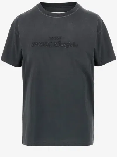 Maison Margiela Cotton T Shirt With Logo In Gray