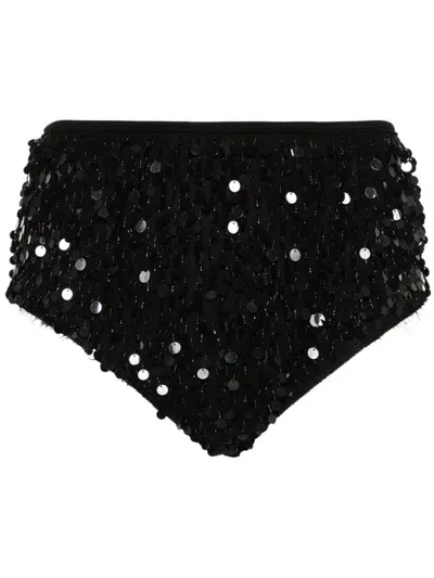 Maison Margiela Sequin-embellished High-waisted Mini Shorts In Black,black