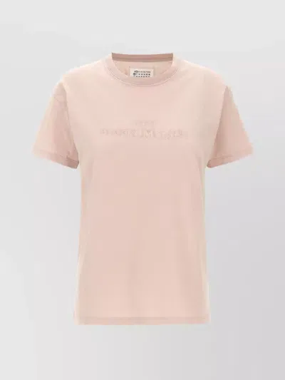 Maison Margiela Embroidered Logo Crew Neck T-shirt In Neutral