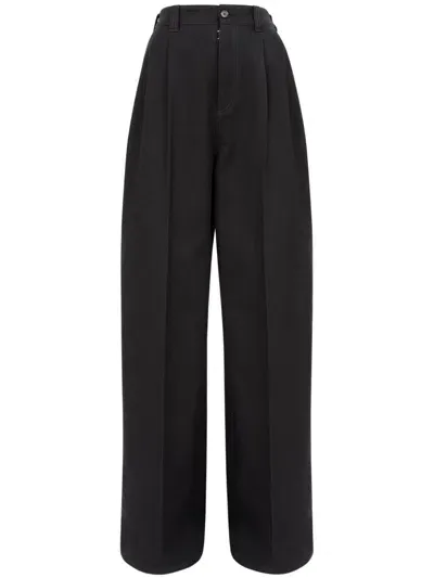 Maison Margiela High-waisted Pleated Wide-leg Trousers In Black