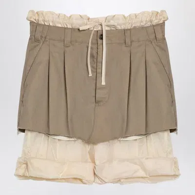 Maison Margiela Layered Effect Trouser Skirt In Cream