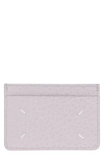 Maison Margiela Leather Card Holder In Purple