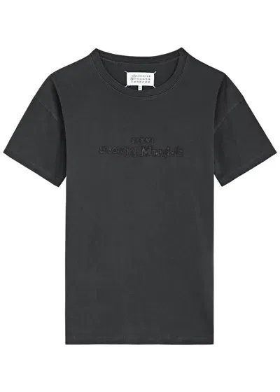 Maison Margiela Logo-embroidered Cotton T-shirt In Black