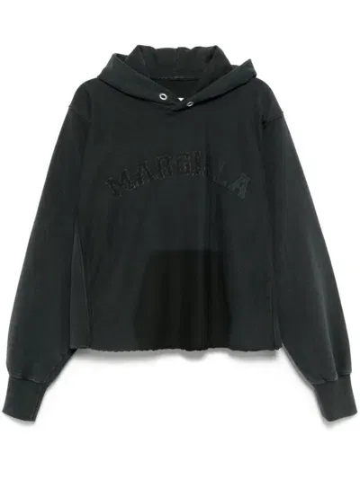 Maison Margiela Logo-embroidered Hoodie In Green