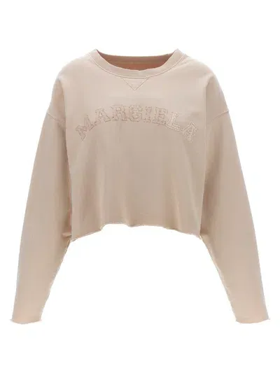 Maison Margiela Logo Embroidery Sweatshirt In Neutrals