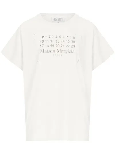 Maison Margiela Logo-print Cotton T-shirt In Neutrals