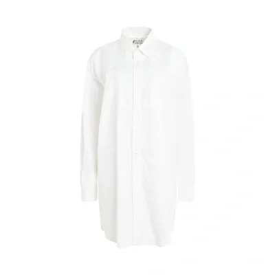 Maison Margiela Long Sleeve Cotton Poplin Shirt In White