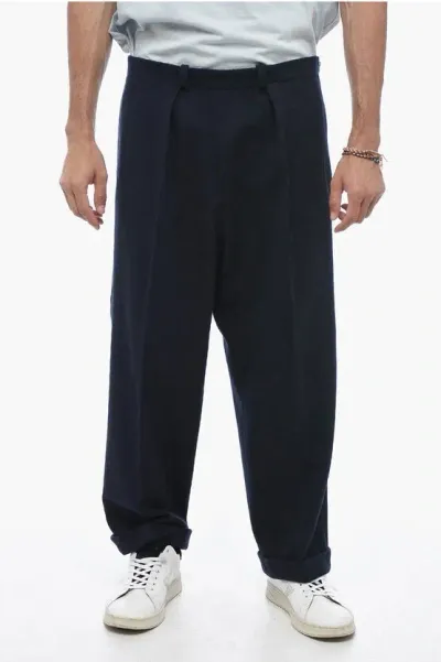 Maison Margiela Mm10 Single-pleated Wool Blend Chinos Pants In Black