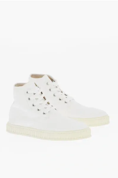 Maison Margiela Mm22 Solid Color Cotton High-top Sneakers In White