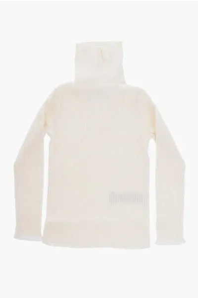 Maison Margiela Mm6 Ribbed Turtleneck Sweater In Neutral