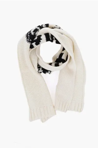 Maison Margiela Mm6 Wool And Nylon Scarf In White