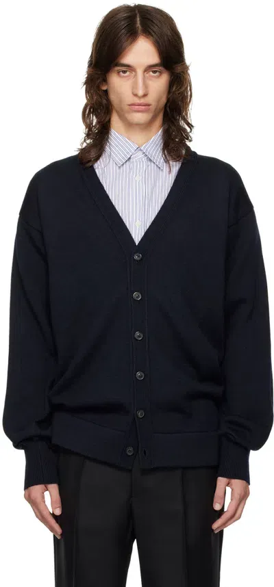 Maison Margiela Navy Virgin Wool Cardigan In 511 Navy