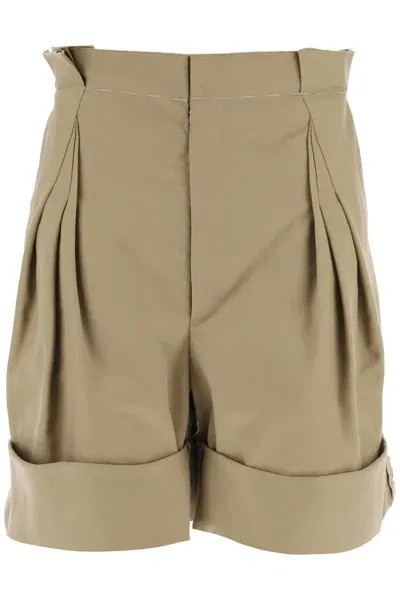 Maison Margiela Wide-legged Chino Bermuda Shorts With In Neutrals