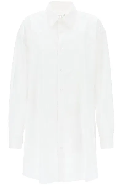 Maison Margiela Poplin Shirt Dress In Eight Words In White