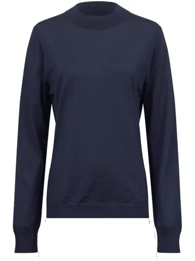 Maison Margiela Ribbed-edge Wool Sweater In Blue