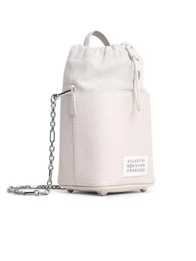 Maison Margiela Sac Bucket Bag In Light Grey Leather In Gray