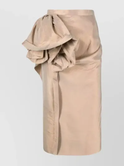 Maison Margiela Floral-detail Satin Finished Skirt In Dark Skin