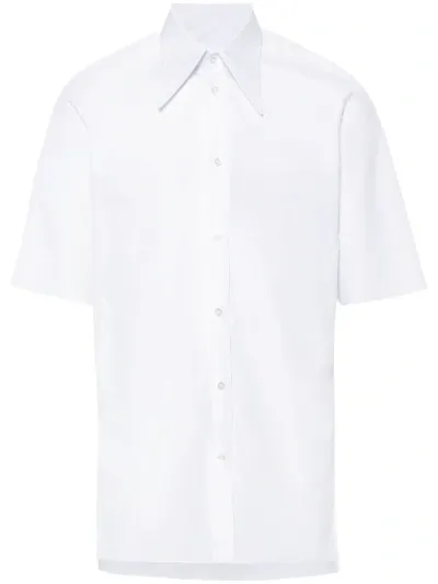 Maison Margiela Cotton Poplin Short Sleeved Shirt In White