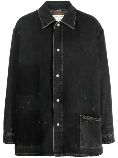 Maison Margiela Single-breasted Denim Coat In Black