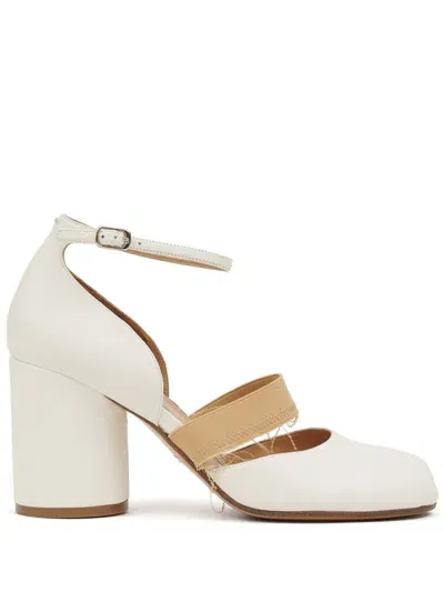 Maison Margiela Tabi 80mm Leather Pumps In White