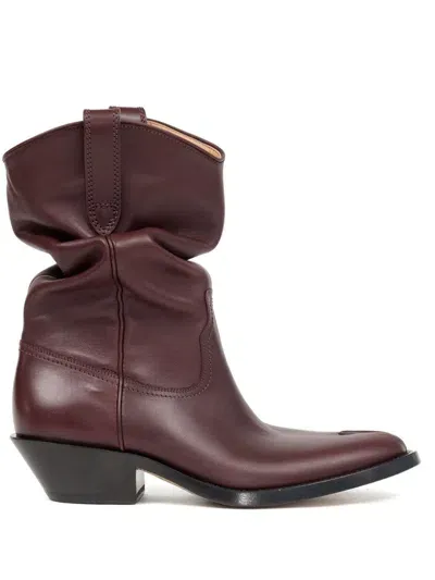 Maison Margiela Tabi Western 55mm Leather Boots In Burgundy