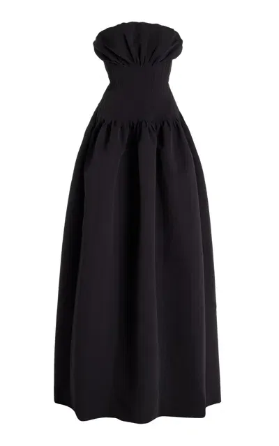 Maison Rabih Kayrouz Strapless Faille Maxi Dress In Black