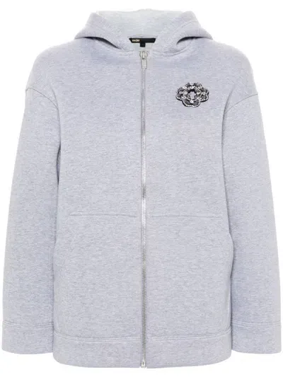 Maje Crystal-embellished Hoodie In Gray