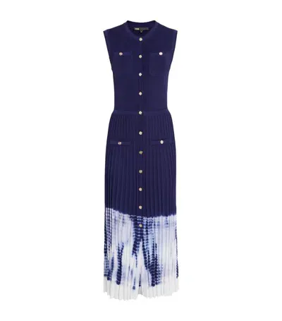 Maje Tie-dye Ribbed Maxi Dress In Blue