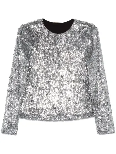 Maje Sequin-embellished Top In Gray