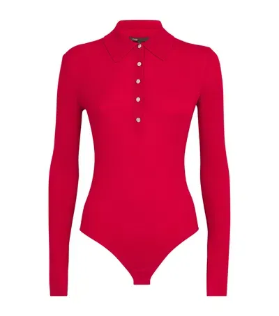 Maje Wool-silk Bodysuit In Red