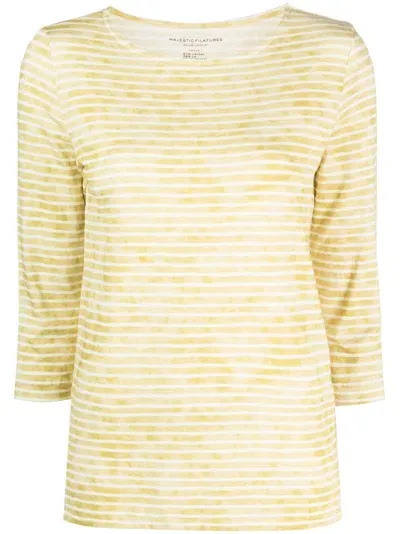 Majestic Linen T-shirt In Yellow